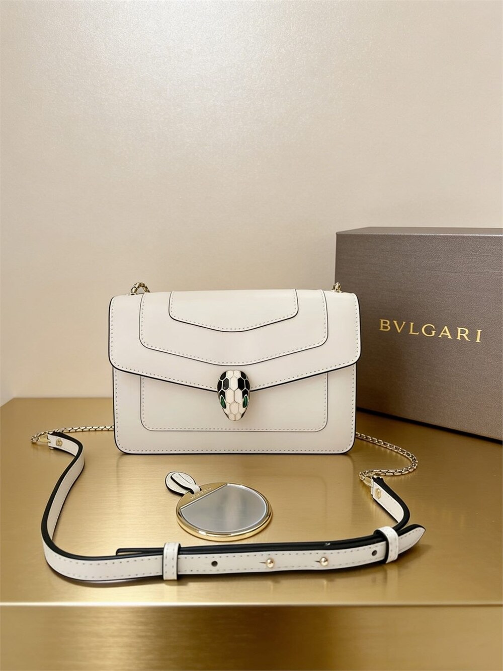 BVLGARI Serpenti Forever Medium Shoulder Bag White